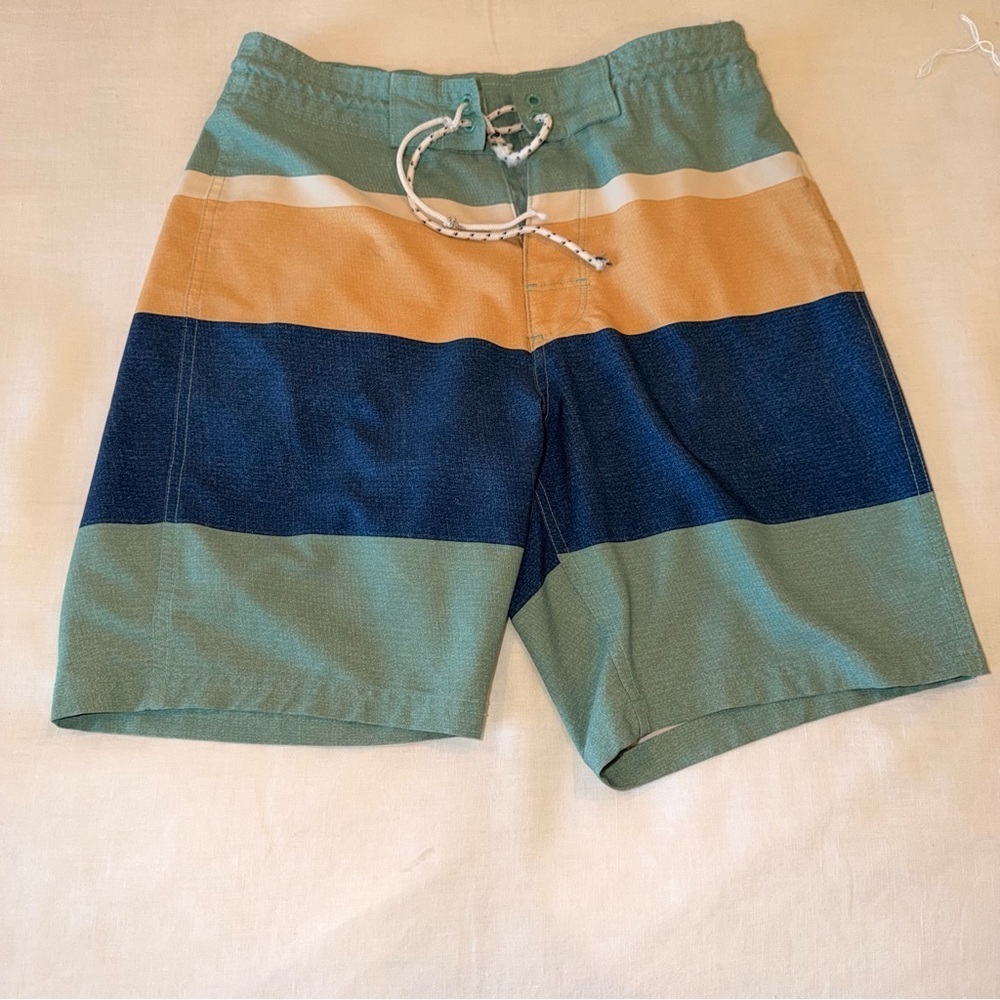 Old Navy Mens Swim Trunks Striped Board Shorts Drawstring Colorblock - Size XS